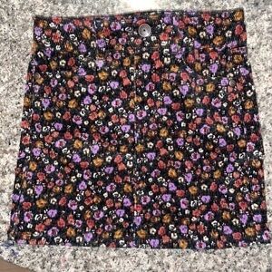 Floral Corduroy Mini Skirt